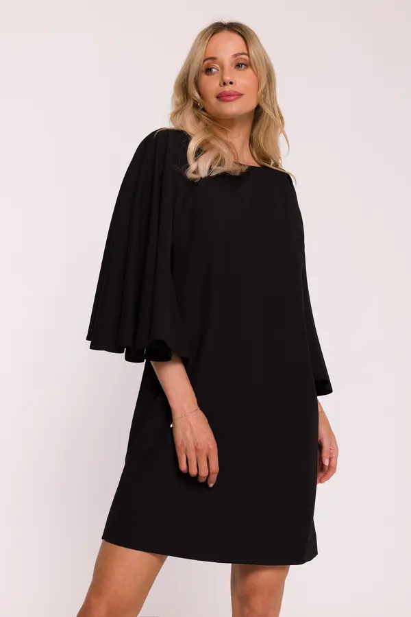 Stylove Stylove Woman's Dress with batwing sleeves - black