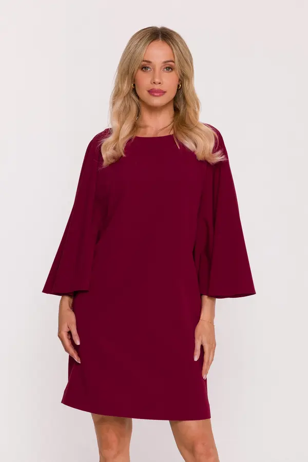 Stylove Stylove Woman's Dress with batwing sleeves - maroon