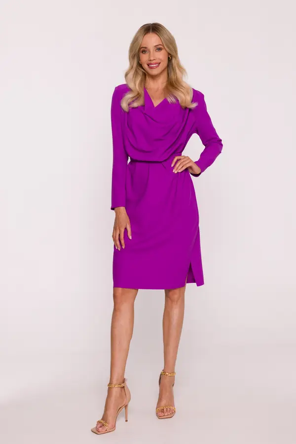 Stylove Stylove Woman's Midi dress with a boat neckline - lavender