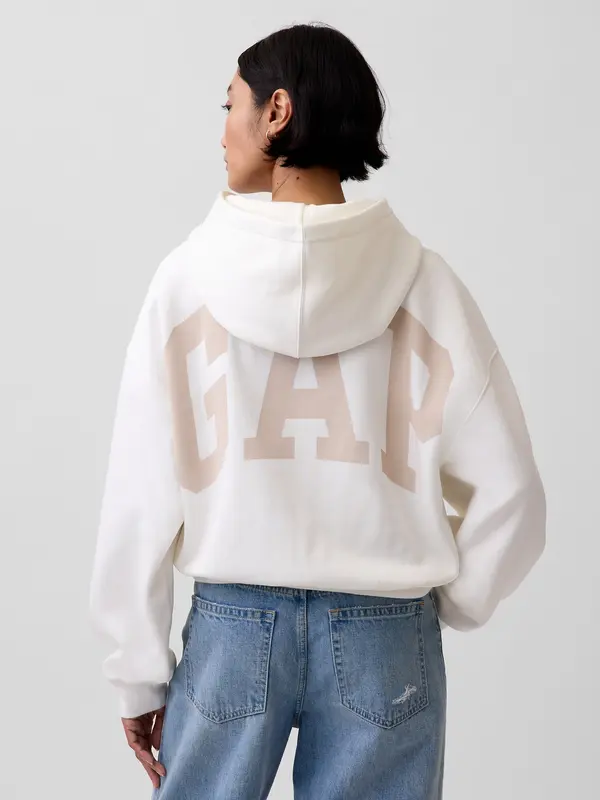 GAP Суичър с качулка GAP Oversize Crop с лого VintageSoft