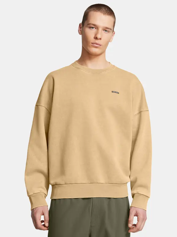 Under Armour Суитшърти и блузи с качулка - Under Armour M Icon Heavyweight Fleece Wash Oversized Crew Brown Кафяв
