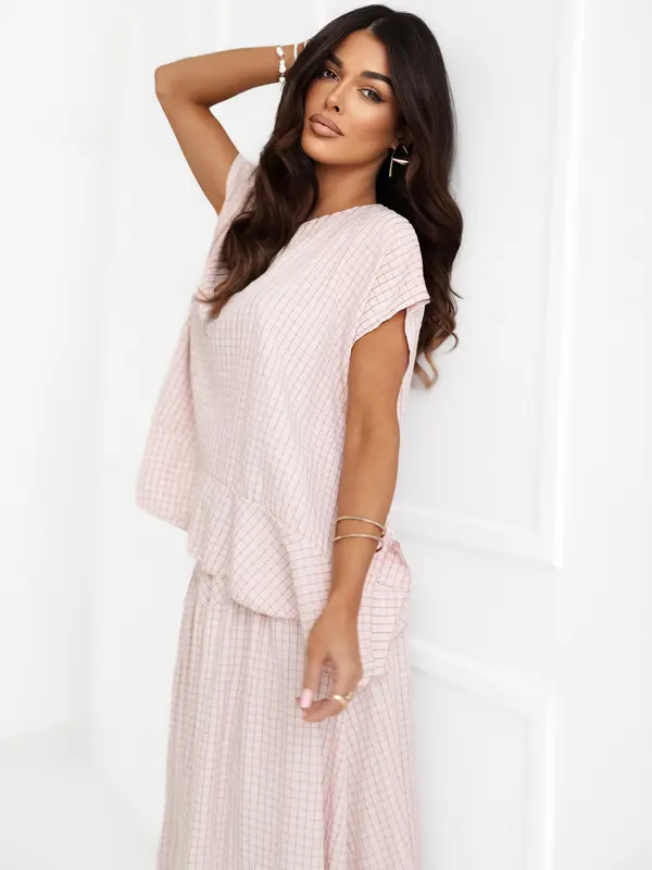 Italy Moda Светло розова блуза с къс ръкав