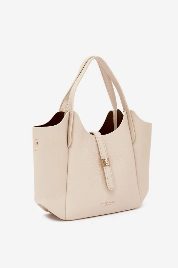 FLORA & CO Светлобежова чанта Flora&amp;Co от изкуствена кожа
