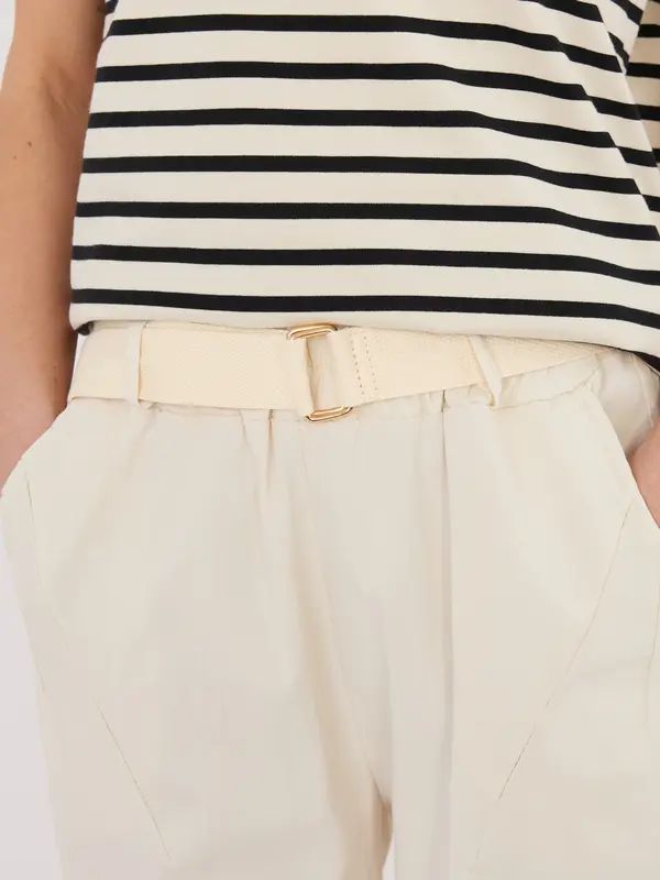 Italy Moda Светлобежови панталони с висока талия