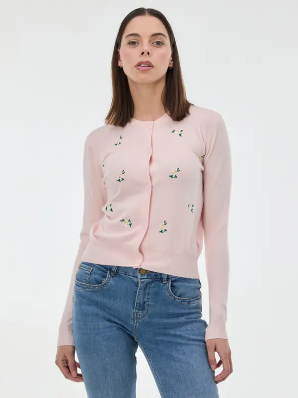 Orsay Светлорозов кардиган с бродерия ORSAY