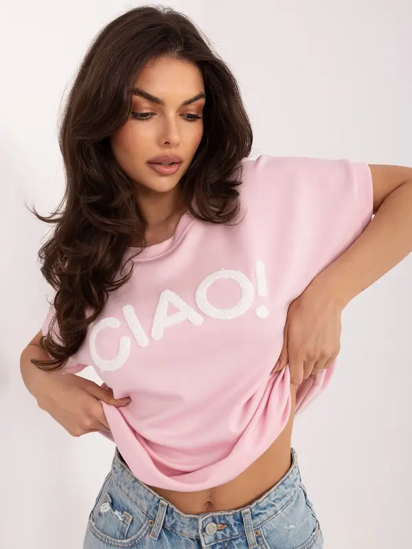 RUE PARIS Светлорозова блуза от мек материал