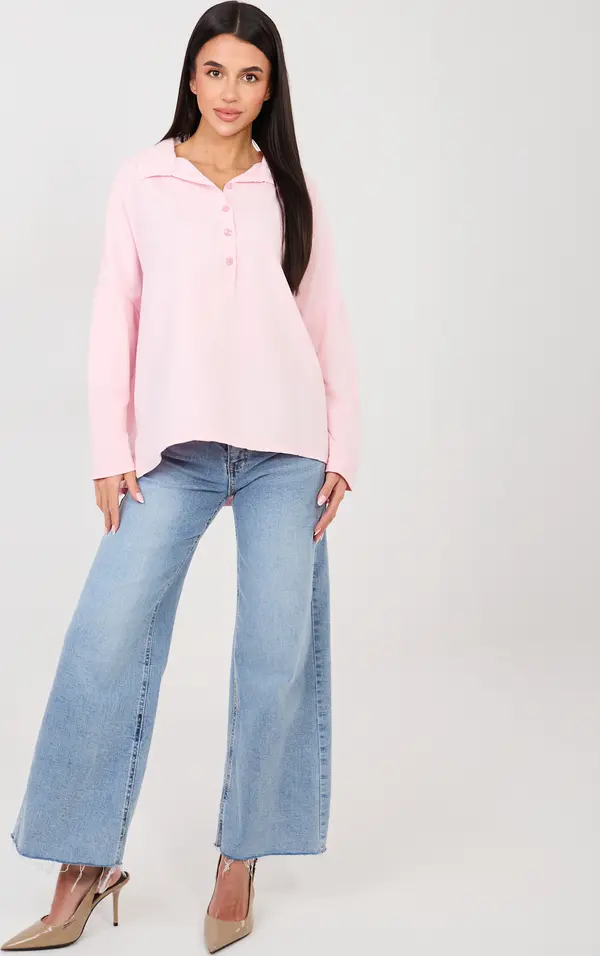 Factory Price Светлорозова блуза с дълъг ръкав