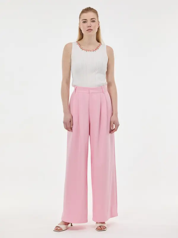 Orsay Светлорозови широки дамски панталони ORSAY