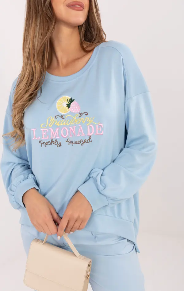 RUE PARIS Светлосин дамски суитшърт с плодов мотив