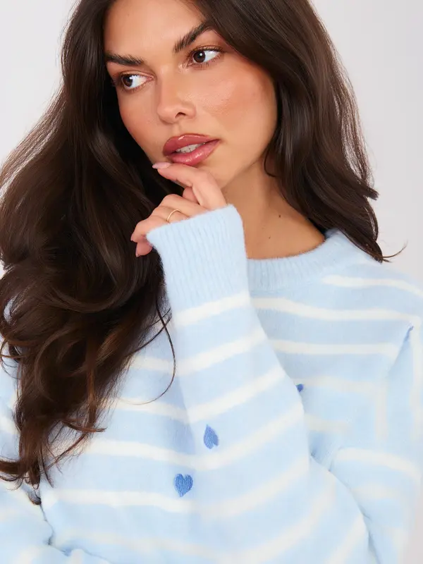 Factory Price Светлосин пуловер с шарки