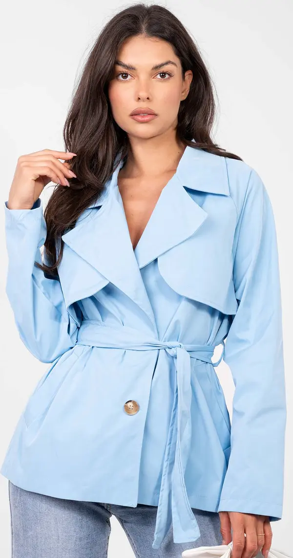 RUE PARIS Светлосин тренчкот с колан
