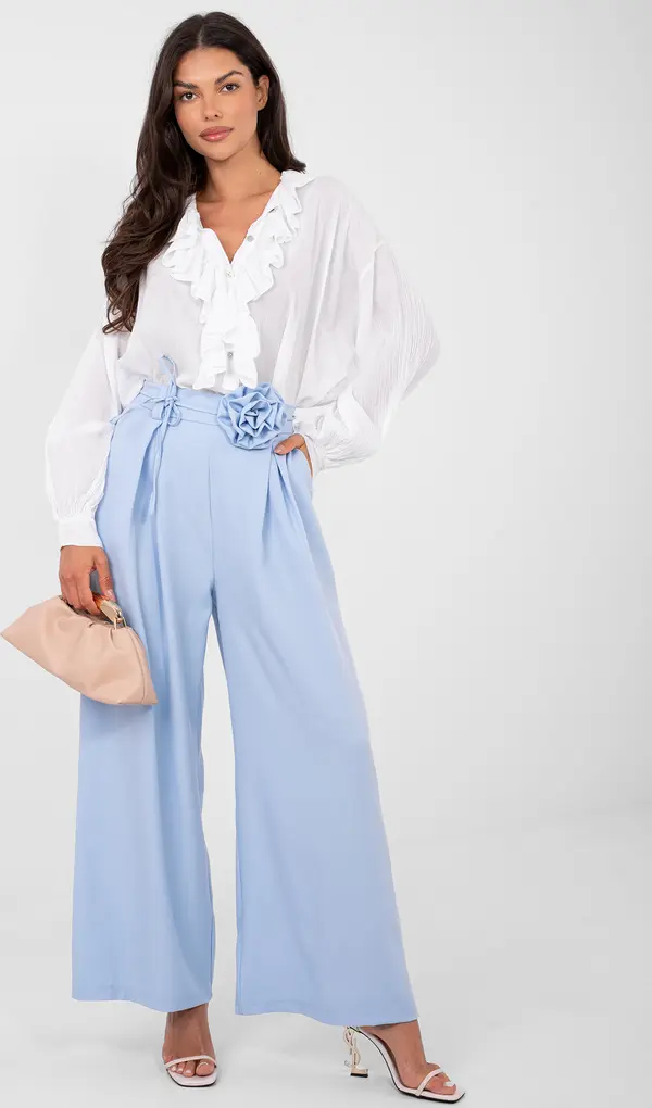 RUE PARIS Светлосини панталони с висока талия