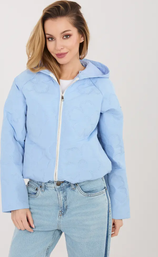 RUE PARIS Светлосиньо ватирано яке с качулка