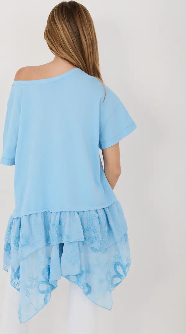 Italy Moda Светлосиня блуза с бродерия