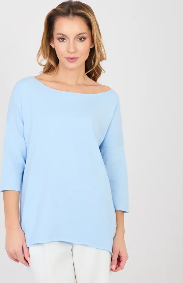 RUE PARIS Светлосиня блуза с деколте тип „лодка“