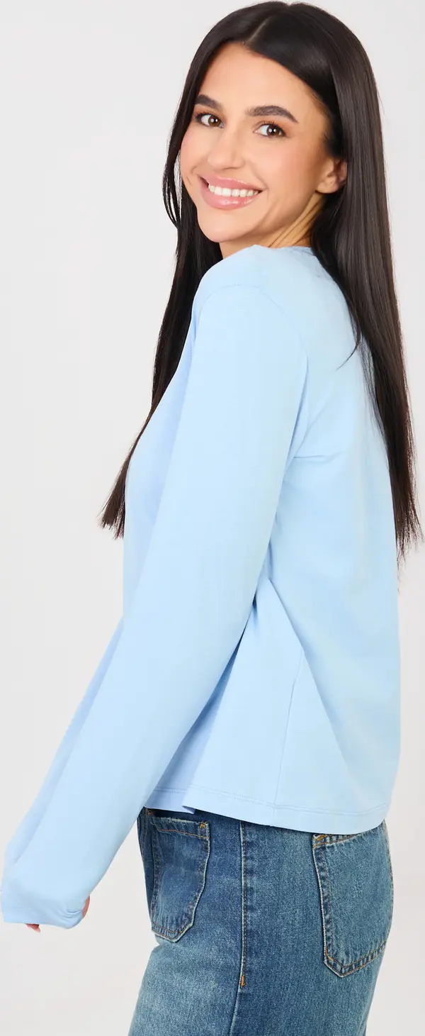 RUE PARIS Светлосиня блуза с дълъг ръкав