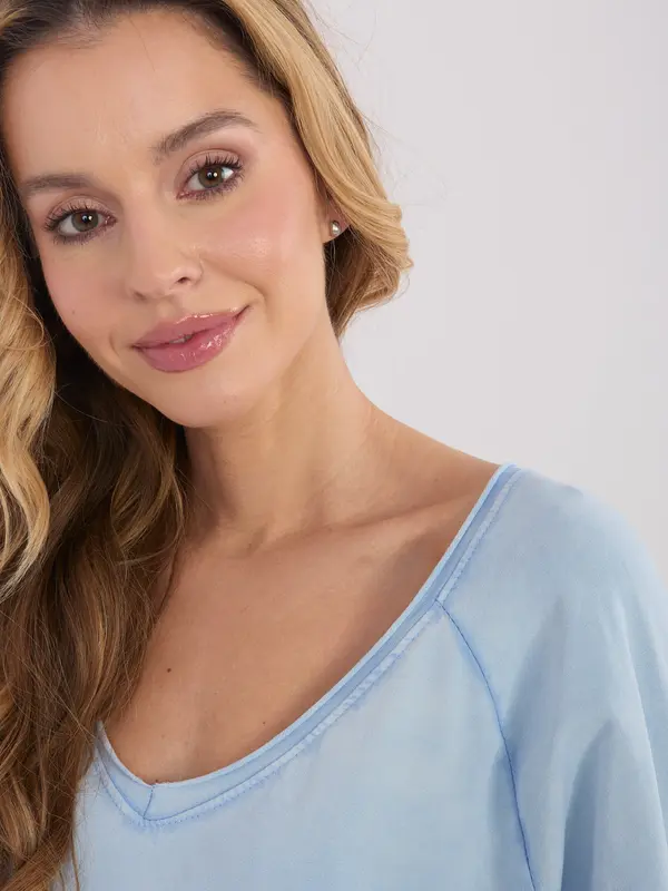 Factory Price Светлосиня блуза с къс ръкав