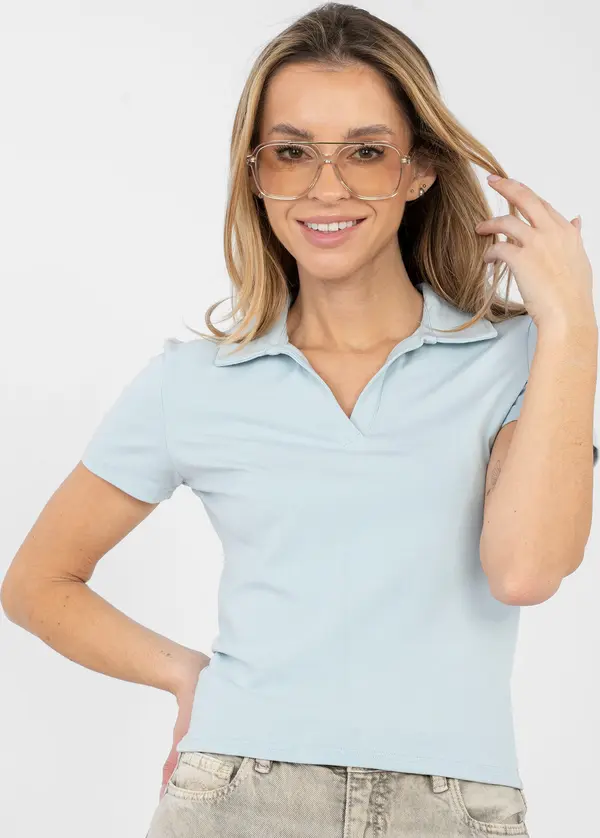 Factory Price Светлосиня блуза с къс ръкав