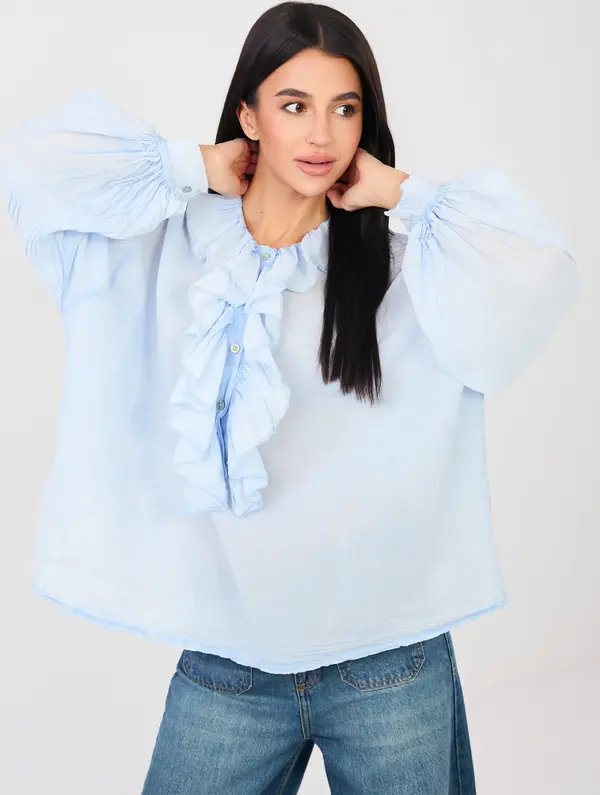 Factory Price Светлосиня блуза с волани