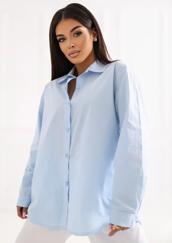 Factory Price Светлосиня дамска риза с дълъг ръкав