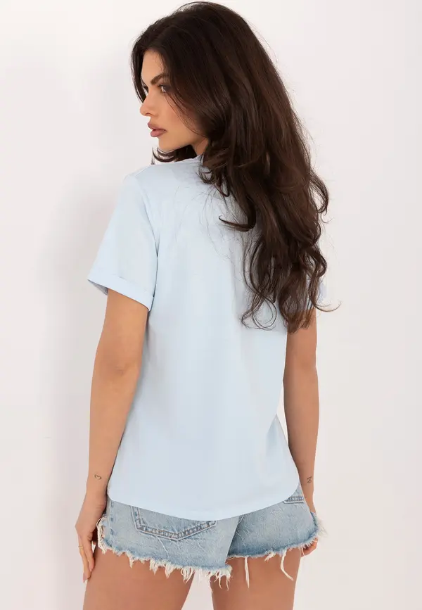 Italy Moda Светлосиня дамска тениска с пайети