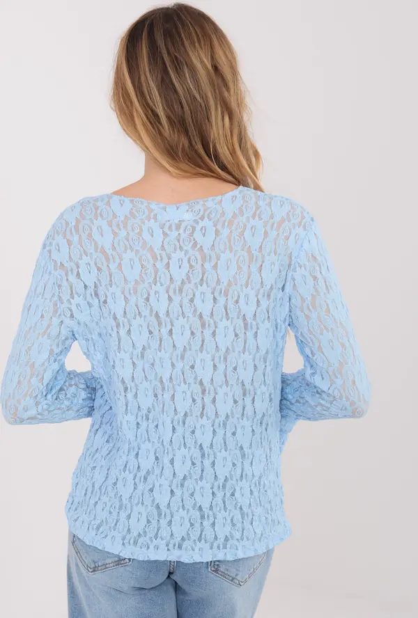 Italy Moda Светлосиня дантелена блуза