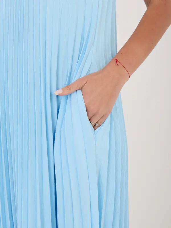 RUE PARIS Светлосиня коктейлна рокля без ръкави