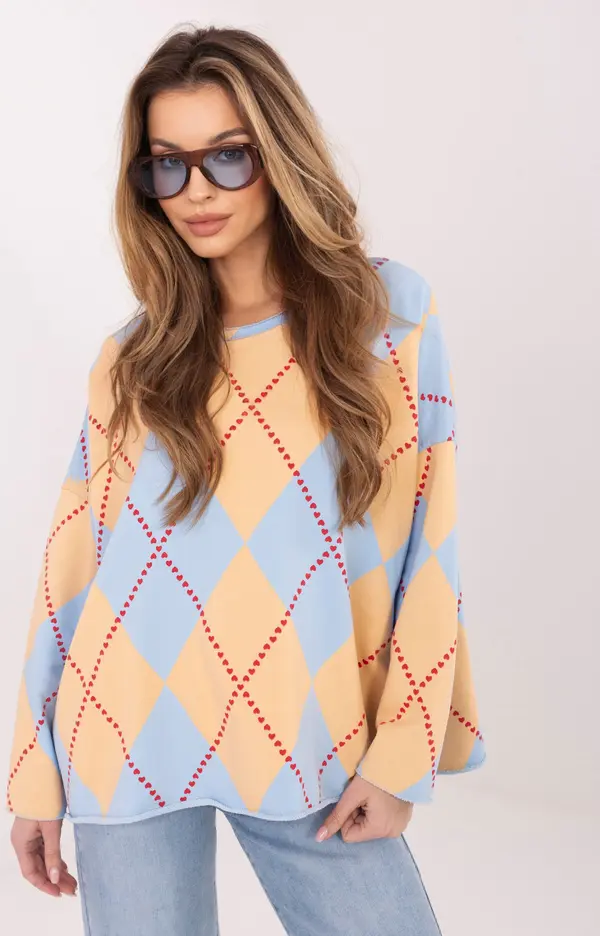 Factory Price Светлосиня овърсайз блуза с щампа