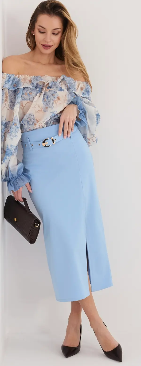 RUE PARIS Светлосиня пола-калъф с цепка