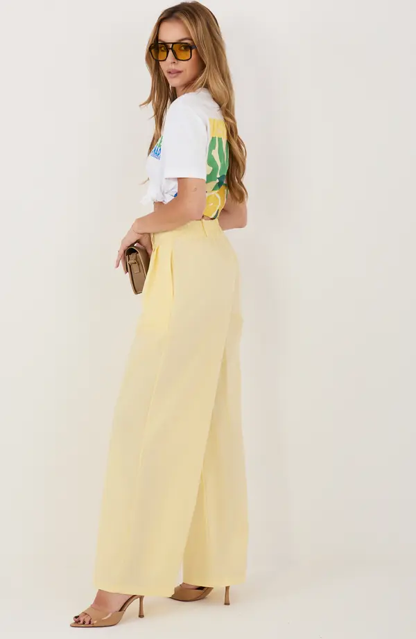 RUE PARIS Светложълти дамски панталони палацо