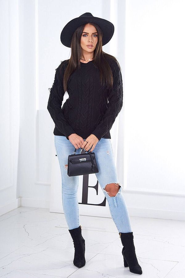 marka niezdefiniowana Sweater with cable weave in black