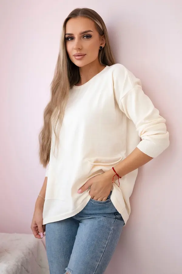 Kesi Sweater with front pockets ecru