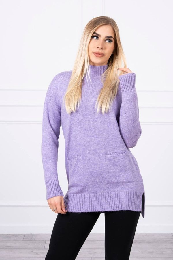 marka niezdefiniowana Sweater with stand-up collar purple