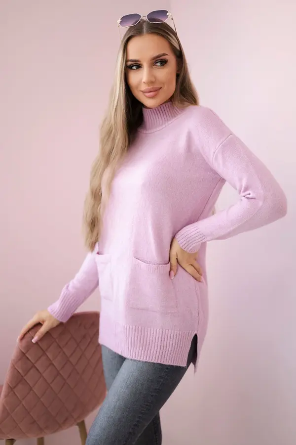 Kesi Sweater with stand-up collar purple