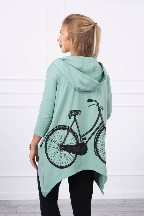 marka niezdefiniowana Sweatshirt with a dark mint cycling print