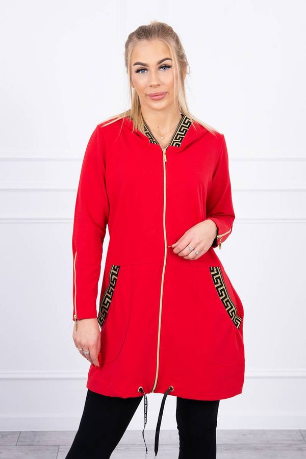 marka niezdefiniowana Sweatshirt with decorative belt in red color