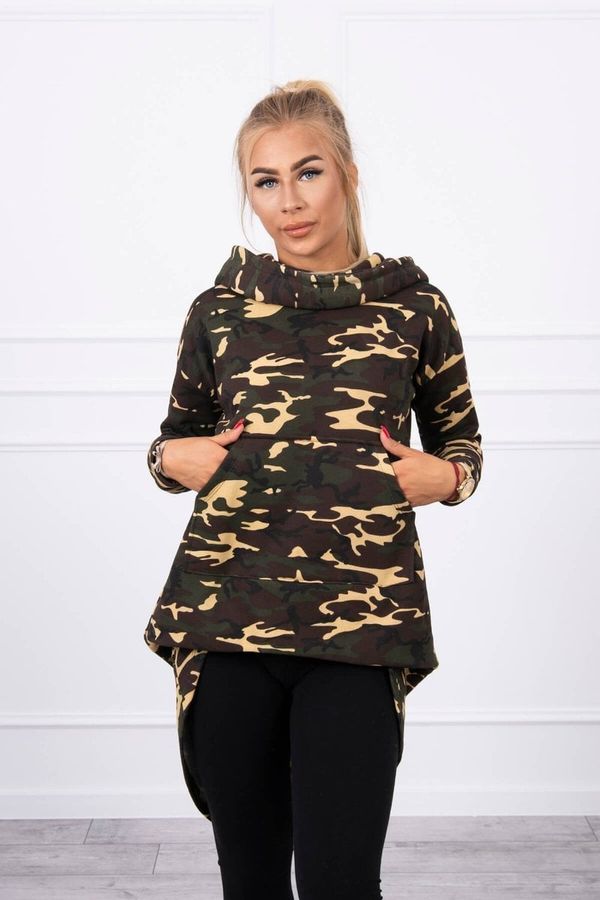 marka niezdefiniowana Sweatshirt with long back camo khaki+brown