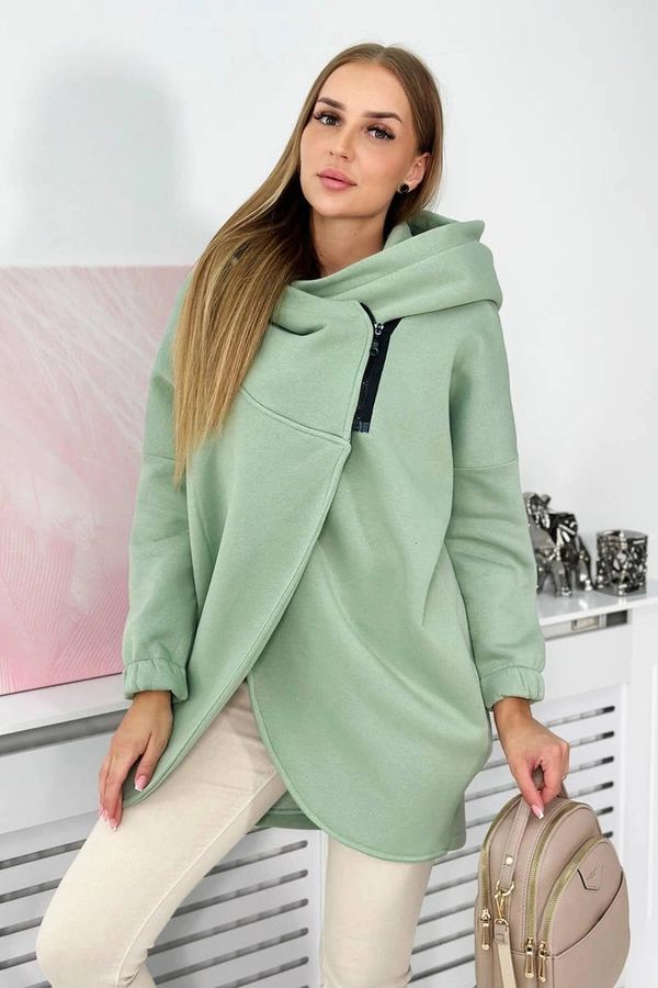 marka niezdefiniowana Sweatshirt with short zipper dark mint