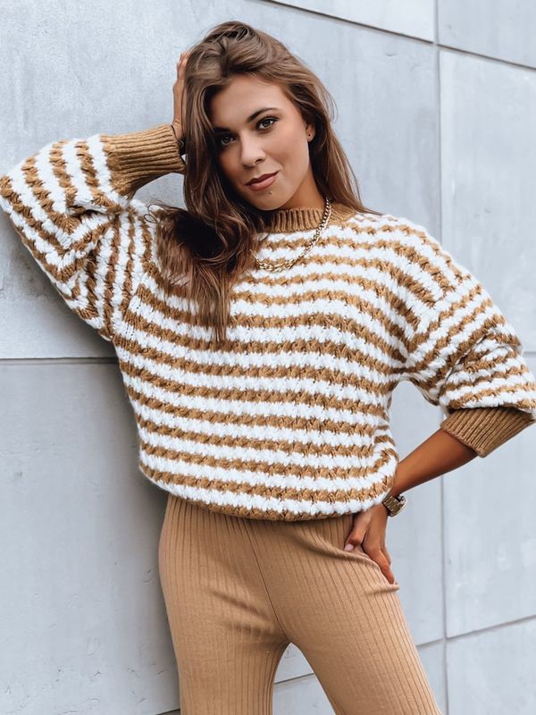 DStreet Sweter damski oversize DRACO kamelowy Dstreet