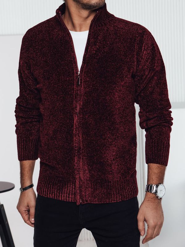 DStreet Sweter męski rozpinany bordowy Dstreet