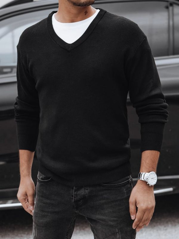 DStreet Sweter męski w serek czarny Dstreet