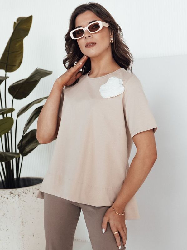 DStreet T-shirt damski BINDA beżowy Dstreet