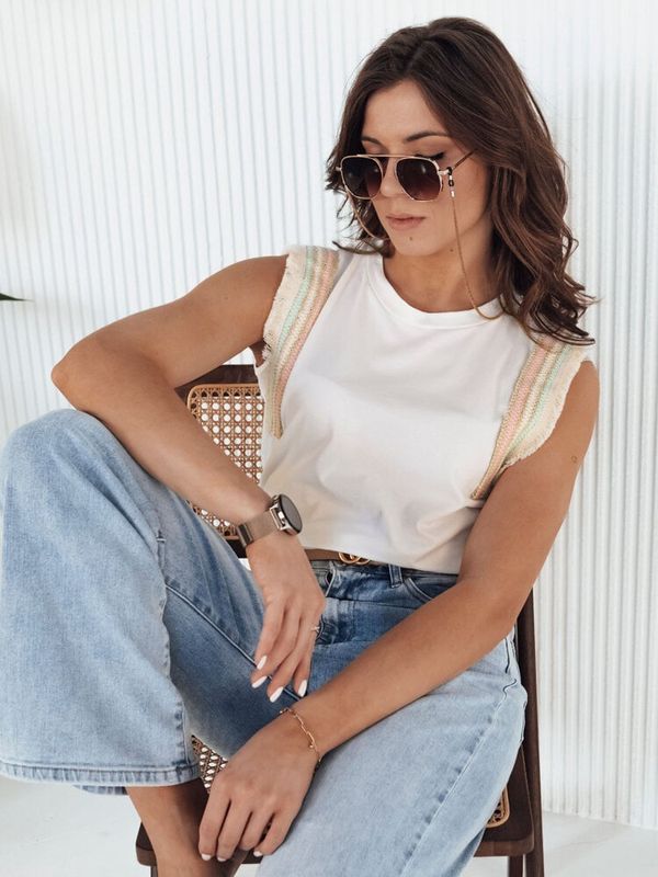 DStreet T-shirt damski boho LERIN ecru Dstreet