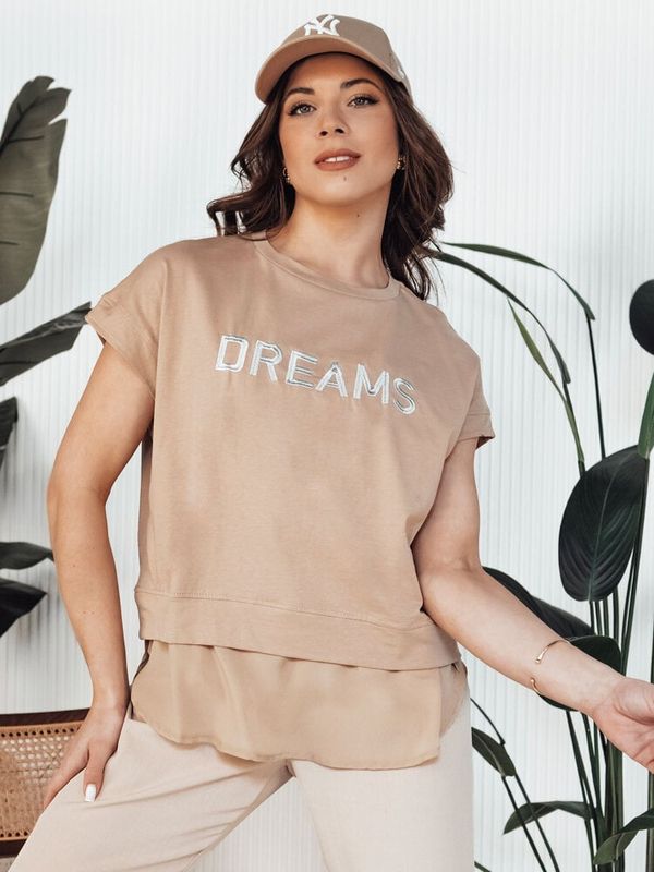 DStreet T-shirt damski DREAMY kamelowy Dstreet