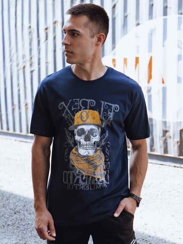 DStreet T-shirt męski z nadrukiem granatowy Dstreet