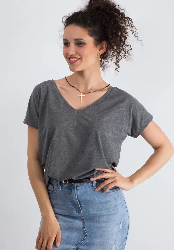 BASIC Feel Good T-shirt-RV-TS-4832.28P-dark grey