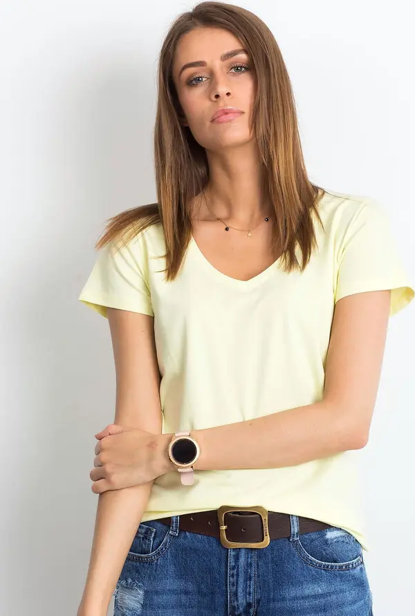 BASIC Feel Good T-shirt-RV-TS-4837.37P-Light Yellow