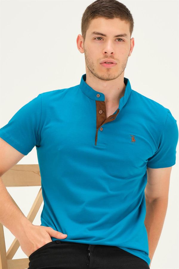 dewberry T8560 DEWBERRY T-SHIRT-DARK TURQUOISE-CAMEL