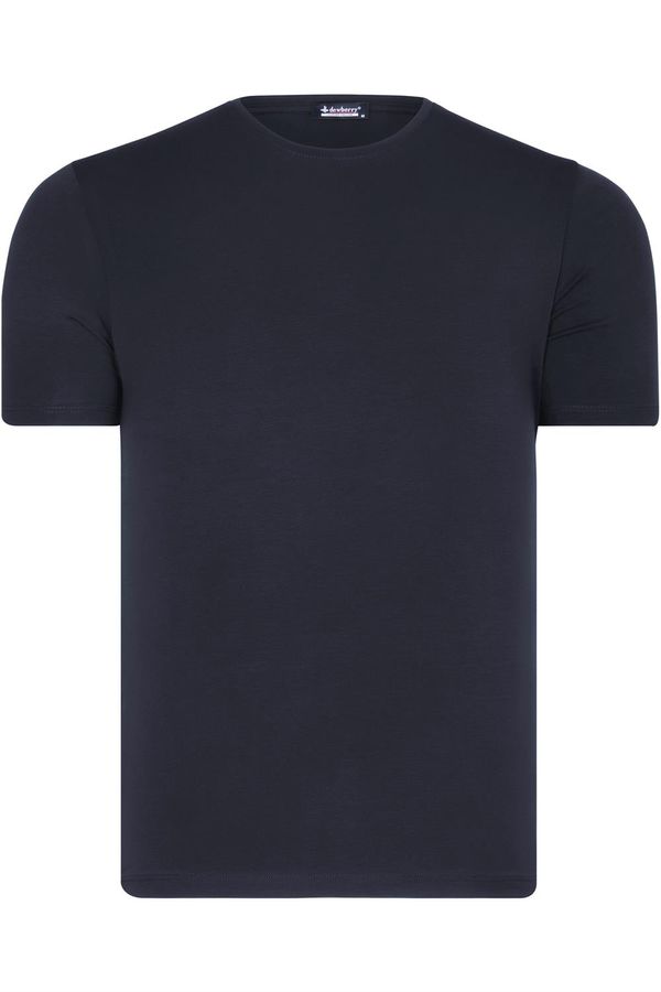 dewberry T8569 DEWBERRY BIKE COLLAR MENS T-SHIRT-PLAIN NAVY BLUE