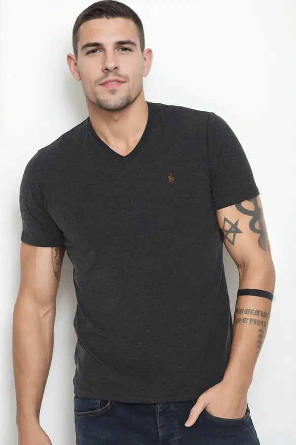 dewberry T9568 DEWBERRY V-NECK MEN'S T-SHIRT-ANTHRACITE